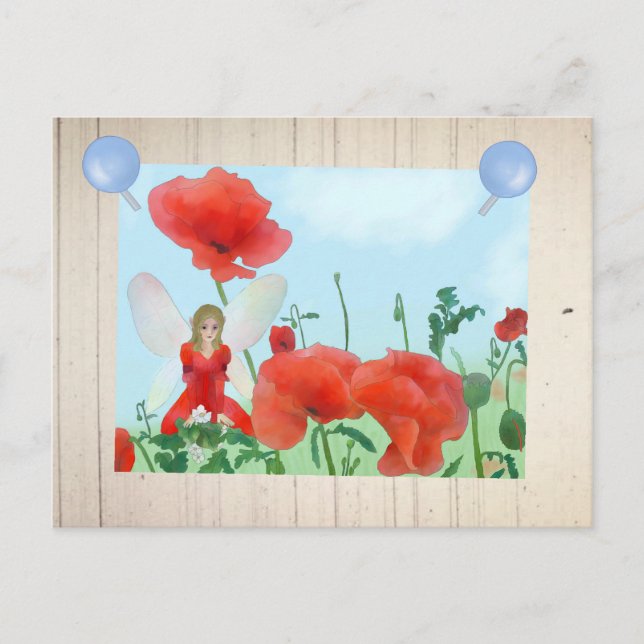 Elfe und Mohn Postkarte (Vorderseite)