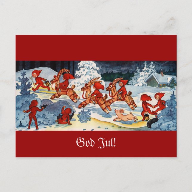 Elfen Racing Weihnachten Ziegen! Postkarte (Vorderseite)