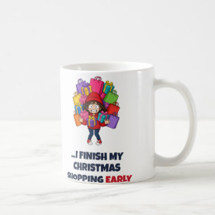 Elfen schlagen zu, bevor ich früh mit dem Einkaufe Kaffeetasse