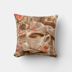 Elfenband Espresso Romantische Rose Eitelkeit Kissen