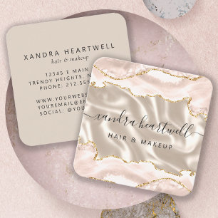 Elfenbein-Achat-Gold-Glitter-Luxus abgerundete Eck Quadratische Visitenkarte