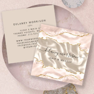 Elfenbein-Achat-Gold-Glitter-Luxus Quadratische Visitenkarte