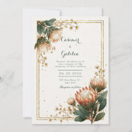 Elfenbein Astrantia Gold Folie Hochzeit Einladung