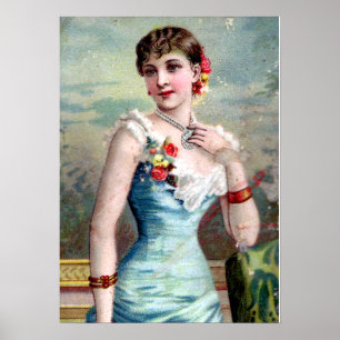 ELFENBEIN AUF BLUMEN (mittleres Jahrhundert XIX) Poster
