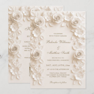 Elfenbein Barock Eleganz Rosen Rahmen Hochzeit  Einladung