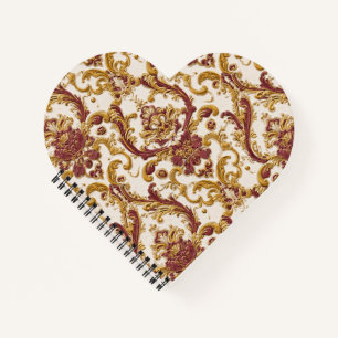 Elfenbein-Barockornament mit Gold und Burgunderrot Notizbuch