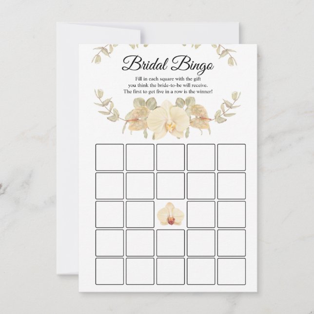 Elfenbein, Beige, Orchideen und Eukalyptus Bridal  Einladung (Vorderseite)