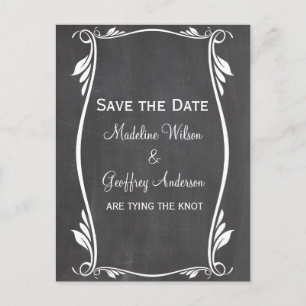 Elfenbein Blühe Chalkboard Save the Date Postkarte