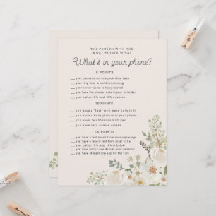 Elfenbein Blumen Baby Shower Telefon Spielkarte