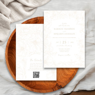 Elfenbein Blumen Garten Tor RSVP QR Code Hochzeit Einladung