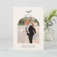 Elfenbein | Boho Arch Wedding Foto Dankeschön Kart