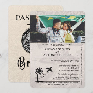 Elfenbein Brasilien Passport Hochzeitseinladung Einladung