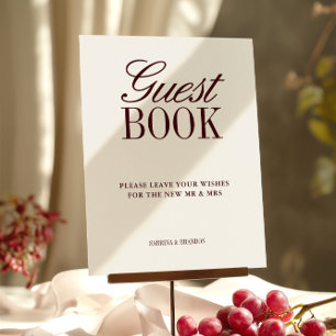 Elfenbein & Burgund Gästebuch Wedding Tabletop-Zei