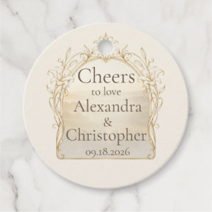 Elfenbein Champagner-Lilie Hochzeitsflaschen-Anhän Geschenkanhänger