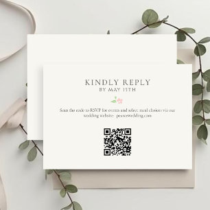 Elfenbein Chic Floral QR RSVP-Antwortkarte RSVP Karte