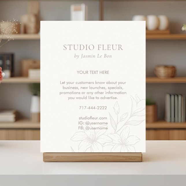 Elfenbein | Chic Floral Text Förderung Poster (Von Creator hochgeladen)