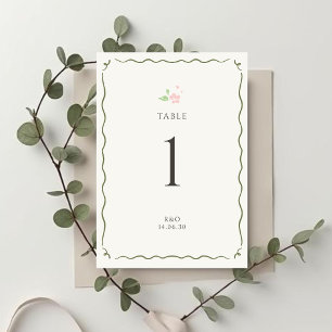 Elfenbein Chic Florale Hochzeit Tischnummer Kart