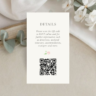 Elfenbein Chic Mini QR Hochzeitsdetails Begleitkarte
