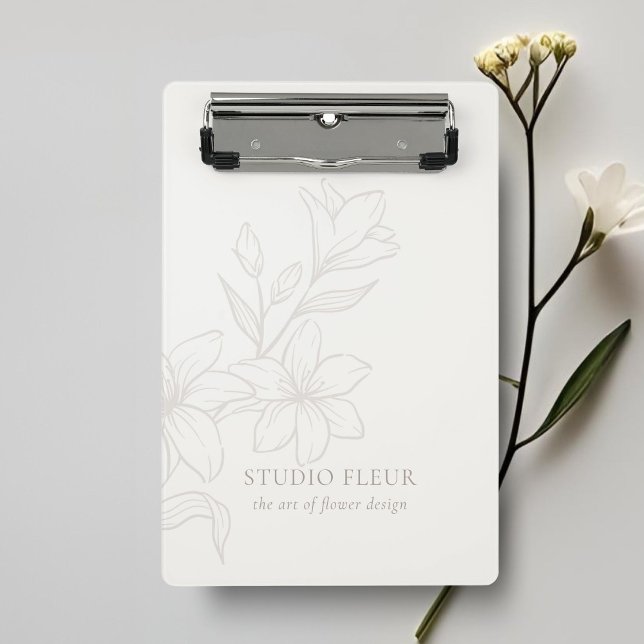 Elfenbein | Chic Minimal Floral Mini Klemmbrett (Von Creator hochgeladen)