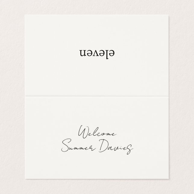 Elfenbein | Chic Minimal Script Wedding Folded Car (Außenseite Aufgefaltet)