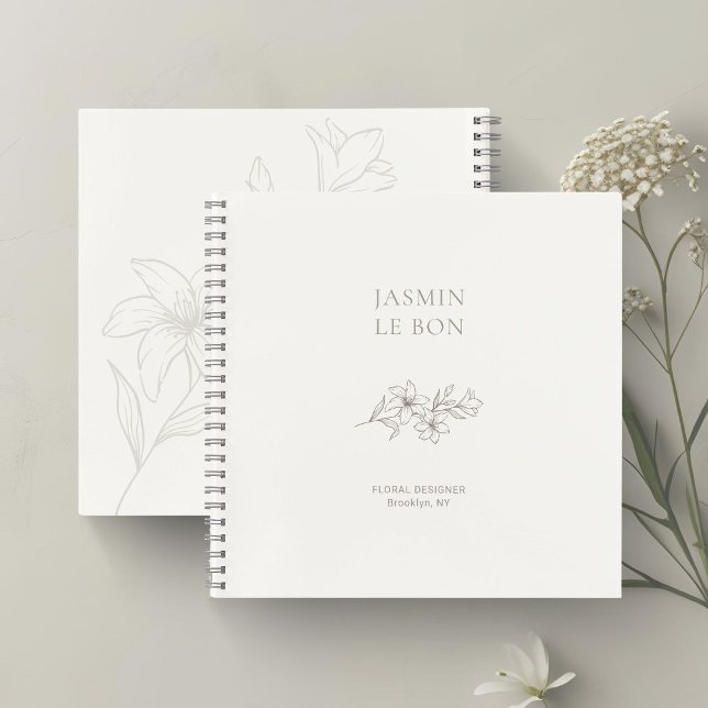 Elfenbein | Chic Minimalistisch Floral Notizbuch (Von Creator hochgeladen)