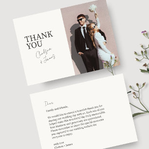 Elfenbein Chic Modern Flat Wedding Danke Karte
