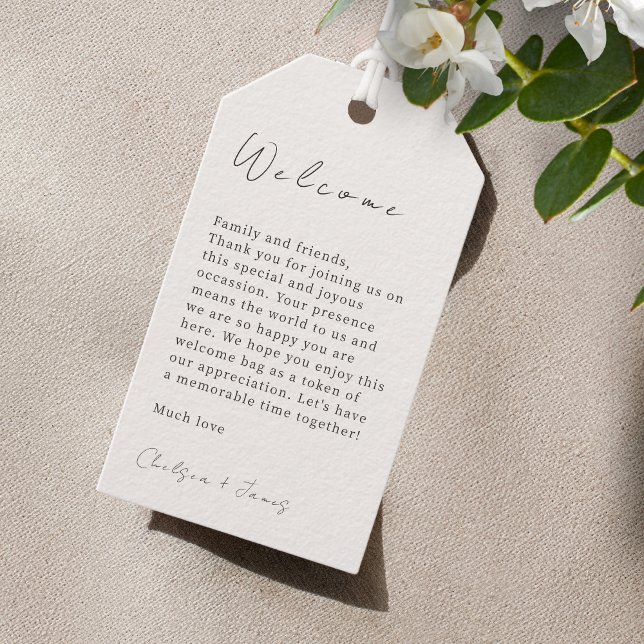 Elfenbein | Chic Script Wedding Willkommenstempel Geschenkanhänger (Von Creator hochgeladen)
