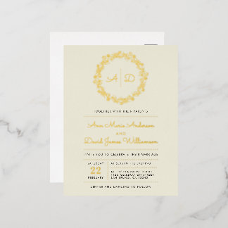 Elfenbein | Country Floral Wreath Wedding Folie Einladungspostkarte