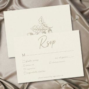 Elfenbein Creme Minimalist Blatt Eichel Herbst Hoc RSVP Karte