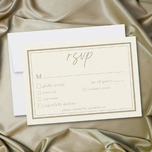 Elfenbein Creme Minimalist Rahmen Hochzeit RSVP Karte