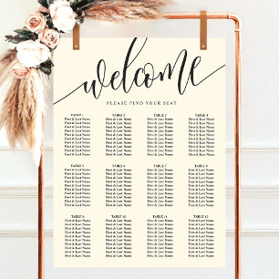 Elfenbein Creme Minimalistischer Hochzeits-Sitzpla Poster