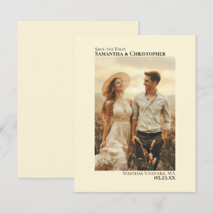 Elfenbein Creme Vertikales Foto Minimalistische Ho Save The Date
