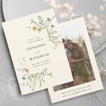 Elfenbein Delicate Wildblume Boho Wedding Foto Save The Date<br><div class="desc">Diese elegante Hochzeitskarte Save the Date handbemalte Aquarellfarben-Wildblumen in Buttergelb,  Salbei grün,  staubgrün und hellblau mit einem Foto und weiteren Informationen auf der Rückseite. Für eine weiter gehende Anpassung dieses Designs klicken Sie bitte auf den BUTTON BLAU DESIGN TOOL oben! Matching-Elemente sind ebenfalls verfügbar.</div>