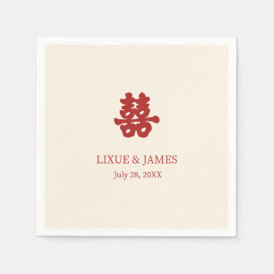 Elfenbein Double Happiness Chinesische Kalligraphi Serviette