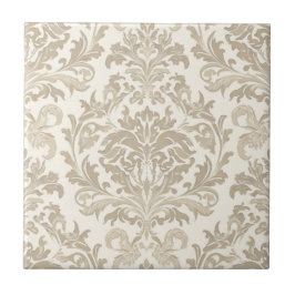 Elfenbein Elan Barock Damast Klassik Antik Fliese