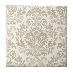 Elfenbein Elan Barock Damast Klassik Antik Fliese