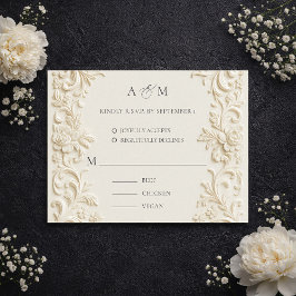 Elfenbein Elegante Barock-Hochzeitsantwortkarte RSVP Karte