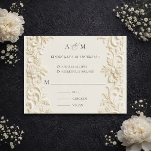 Elfenbein Elegante Barock-Hochzeitsantwortkarte RSVP Karte
