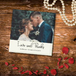 Elfenbein Elegante Hochzeit Liebe und Dank Foto Magnet