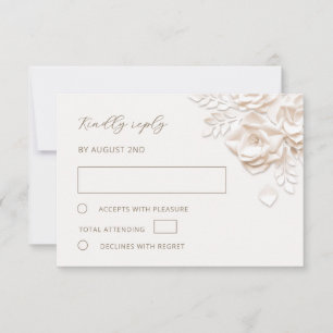 Elfenbein-falsche Papier-Rosen Hochzeits-RSVP-Kart RSVP Karte