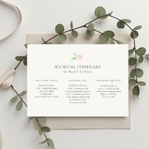 Elfenbein   Florale Hochzeitswochenend-Itinerary-Z Einladung