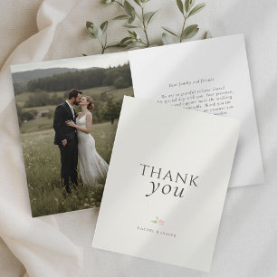 Elfenbein   Florale Typografie Hochzeit Dankeskart Dankeskarte
