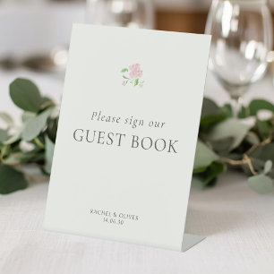 Elfenbein   Florales Gästebuch Hochzeitstisch  Sockelschild