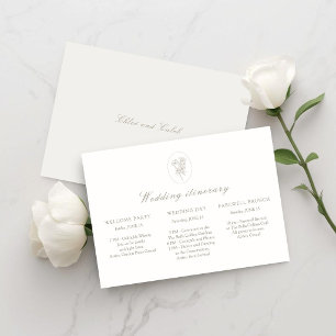 Elfenbein Florales Hochzeitswochenende-Reiseplan Einladung