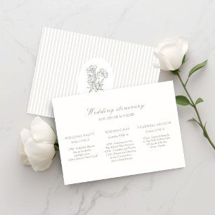 Elfenbein Florales Hochzeitswochenende-Reiseplan Einladung