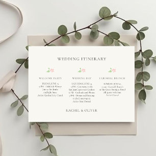 Elfenbein   Florales Hochzeitswochenende-Reiseplan Einladung