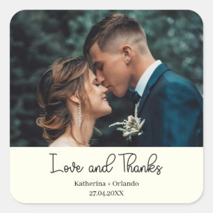 Elfenbein-fotografie für elegante Hochzeitsliebe u Quadratischer Aufkleber
