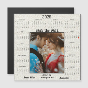 Elfenbein geprägt Save-the-Date verlobtes Paar Magnetkarte