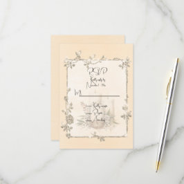 Elfenbein Glänzender Eleganter Funkelnder Rahmen RSVP Karte