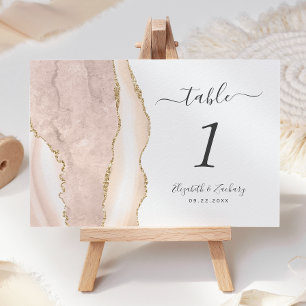 Elfenbein-Gold-Achat-Hochzeit Tischnummer